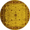 thumbnail image 1 of Ahgly Company Machine Washable Indoor Round Oriental Yellow Traditional Area Rugs, 7' Round, 1 of 4