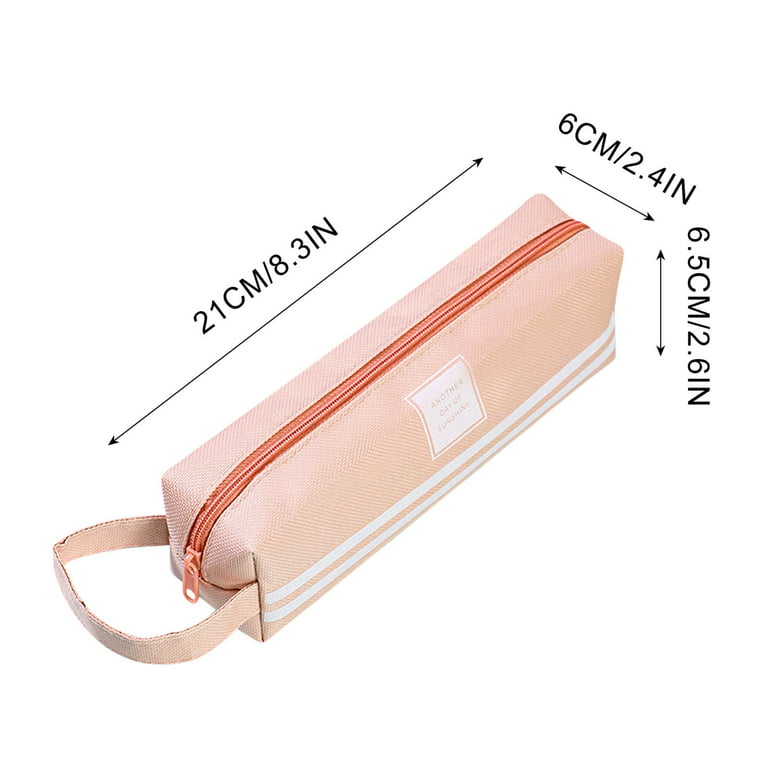 Aurigate Stationery Pencil Case Pouch Stylish Simple Small Pencil Bag Durable Compact Zipper for Office Art Cosmetics Storage Supplies, Size: 21, Pink