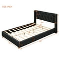 thumbnail image 2 of Harper & Bright Designs PU Leather Platform Bed with Metal Strips Headboard, Full Size Upholstered Soft Bed with Wingback and Slat Support, Black, 2 of 14
