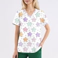 thumbnail image 3 of LHVUOA Plus Size Scrubs for Women Stretch Funny Kitty and Clouds Print Short Sleeve V Neck Working Uniform with Pockets, 3 of 4