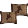thumbnail image 1 of Sapphire HomeLuxury 7 Piece King Size Comforter Set w/Shams Bedskirt Cushions,Western Design Collection,Wild Horse Country/Horseshoe/Star/Cowboy,Bed Cover Bed in a Bag22119,Q,CoffeeDk BrownBeige, 1 of 1