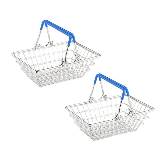 Oleegame 2 Pcs Panier de Rangement pour Produits Mini Chariot de Courses Frites Poulet Nuggets Panier Bleu