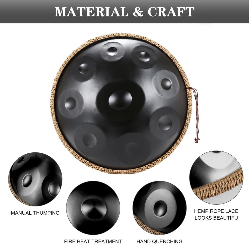 Gonipol Hand Pan Drum Instrument 9 Notes Steel Drum Handpan Instrument for Adults Kids 18-Inch Percussion Drum Instrument with 2 Handpan Mallets for Music Lessons Concerts clean