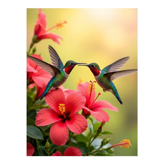 Diamond Art Kit for Adults, Hummingbirds Red Flowers Diamond Painting for Adults Beginners, DIY Diamond Art Painting Kits, 5D Diamond Painting Crafts for Home Decor 12x16 Frameless