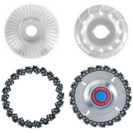 

Rnlawks 4pcs Wood Carving Disc Tungsten Carbide Angle Grinder Disc Sharp Grinder Chain Disc with Replacement Chain Angle Grinder Accessories for Shaping Polishing Grinding