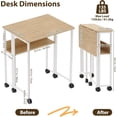 thumbnail image 2 of Folding Desk Small Rolling Desk with Storage Shelf,31.5 Inch Foldable Computer Table for Small Spaces, Space Saving Sofa Table with Wheels for Home Office, Study, Easy Assembly,, 2 of 8