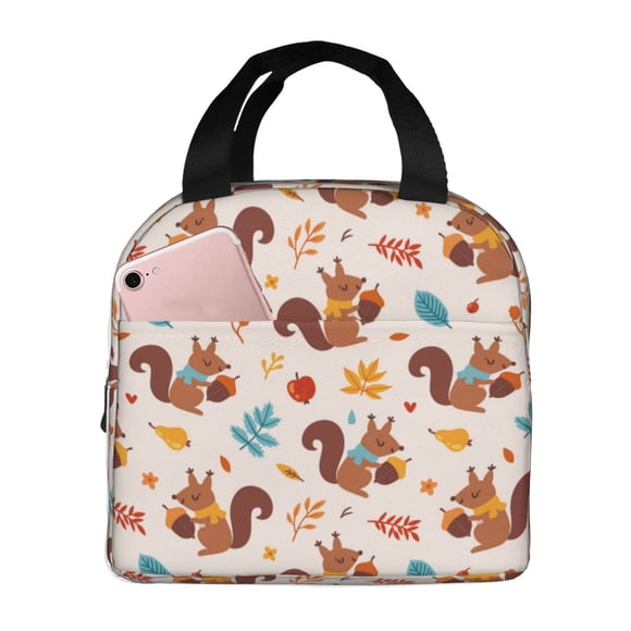 Easygdp Forest Squirrel Nuts Bolsa Térmica Premium - Tela Oxford Impermeable, Gran Capacidad, Bolsillo Frontal, Unisex para Trabajo, Escuela, Actividades al Aire Libre y Picnics