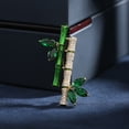thumbnail image 4 of Fashion Green Rhinestone Bamboo Leaf Brooches For Women Vintage Plant Safety Pins Creative Corsage Badge Jewelry, 4 of 7