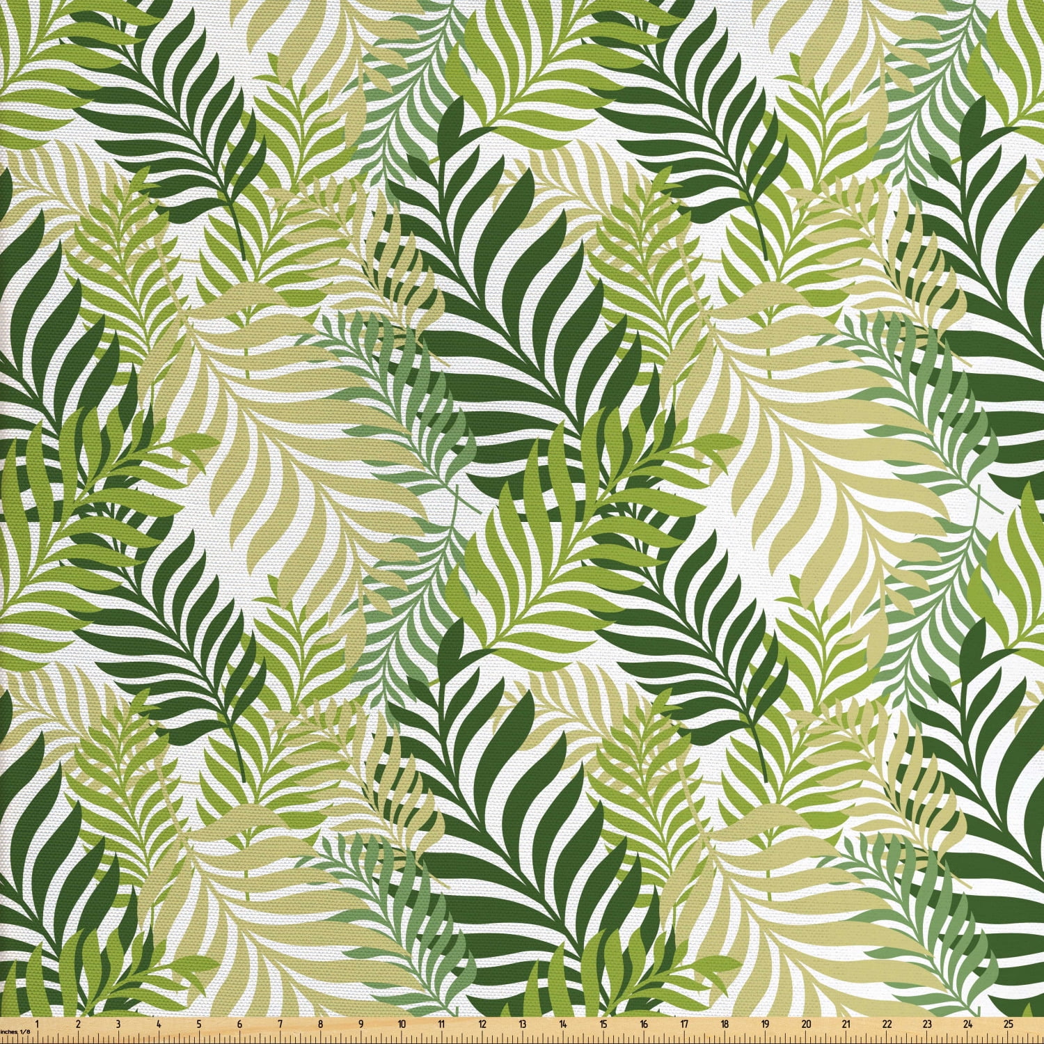 Leaf Fabric by The Yard, Tropic Exotic Palm Tree Leaves Natural