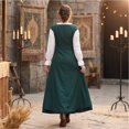 thumbnail image 3 of Renaissance Costume Women, Victorian Dress, Renaissance Dress Women, Renaissance Dress Women Medieval Costume Court Dress Victorian Regency Queen Princess Peasant Dress-Dress+Vest, Dark Green XXL, 3 of 5