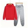 thumbnail image 5 of Stamzod Kids Clothes Girls Boys Outfits 2 Piece Long Sleeve Hooded Sweatshirt and Joggers Set Fall Casual Sweatsuits Sets Size 1-15 Red B 11-12Years, 5 of 10