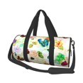 thumbnail image 2 of Xecao Floral Vintage print Round Travel Duffel Bag is a foldable gym bag with an inner pocket, perfect for travel sports, 2 of 8