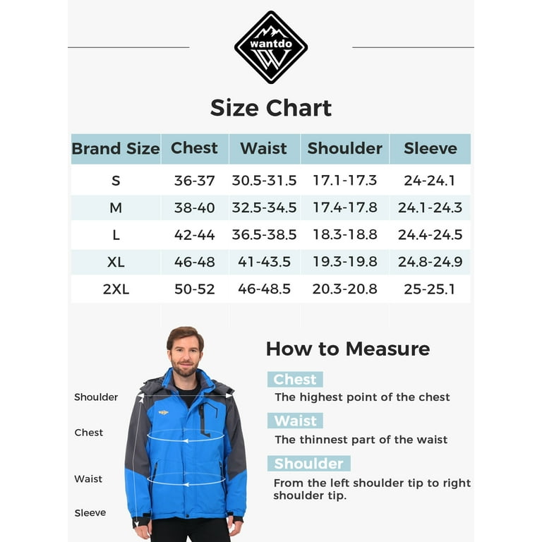 Wantdo Men's Ski Jacket Waterproof Mountain Ski Parka Windproof Winter Coat  Windbreaker Jacket Sky Blue S 