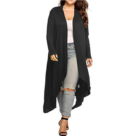 Women's Open Front Duster Cardigan Long Sleeve Sweater Loose Causal Lightweight Kimono Cardigan Plus