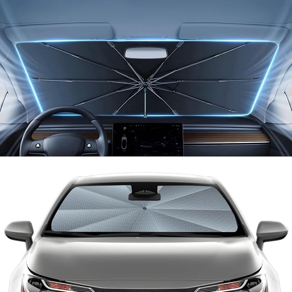 Windshield Sun Shade Umbrella,Foldable Car Umbrella Sunshade,Car Sun Shade Windshield Cover with 360°Rotation Bendable Handle,Bendable Shaft,Umbrella Sunshade for Cars Windshield Fits,SUVs,Most Cars