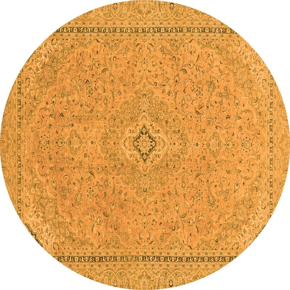 Ahgly Company Indoor Round Abstract Orange Modern Area Rugs, 3' Round