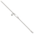 thumbnail image 2 of Sterling Silver Bracelet ID Curb Women's 4 mm 7.5 in Polished Rolo Link Heart Dangle, 2 of 4