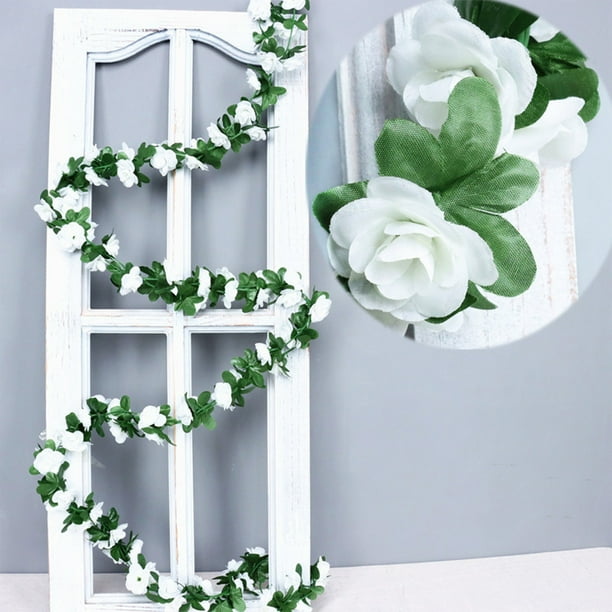 Enredaderas De Rosas De Plástico Arco de guirnalda artificial blanca de 250 cm (98 pies) con 45 ramas Rkxzt