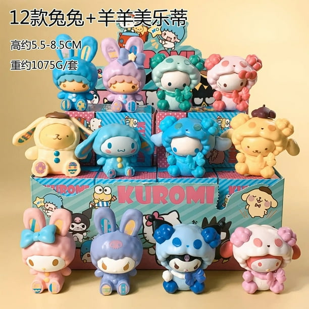 Sanrio caja misteriosa colección de figuras de Anime Hello Kitty Cinnamonroll caja ciega Pvc 8-11cm regalos de Navidad de muñecos para niños