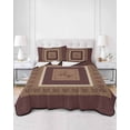 thumbnail image 2 of Quilts Full Size Bedding Set, Brown Western Cowboy Lightweight Quilted Comforter, Farmhouse Country Textured Soft Reversible Bedspread Coverlet with Pillow Covers for All Season, 78" x 90", 2 of 7