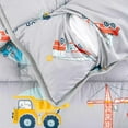thumbnail image 3 of Extra Long Nap Mat with Removable Pillow for Kids Toddler Boys Girls Daycare Preschool Kindergarten Sleeping Bag, Car Crane Excavator Truck on Gray, 100% Cotton with Microfiber Fill, 3 of 5