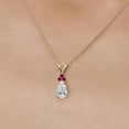 thumbnail image 3 of Gem Stone King 14K Yellow Gold DEF Lab Grown Diamond and Red Created Ruby Pendant Necklace for Women | 0.79 Cttw | Gemstone April Birthstone | Pear Shape 8X5MM | With 18 inch Chain, 3 of 6