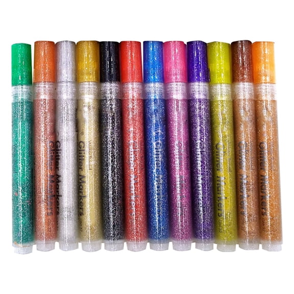 Glitter Paint Pens for Rock Painting, Set of 12 Acrylic Glitter Markers for Stone, Ceramic, Glass, Wood, Fabric, DIY Crafts, Card Making, and Pearl Effect Journaling