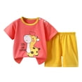 thumbnail image 1 of Liquidación de Honeeladyy por menos de $5.00 en camisetas de verano para niñas y niños, ropa de bebé, conjunto de pantalones cortos de manga corta para fiesta de cumpleaños (rojo sandía, 3-9 meses), 1 of 3