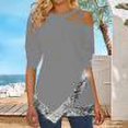 thumbnail image 1 of Hauts à Manches Longues pour Femmes T-Shirts Décontractés Automne Hiver Tunique à Manches Longues Blouse à Bretelles Col Rond Chandail, 1 of 6