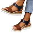 thumbnail image 4 of Viluyesy Women's Platform Sandals, Open Toe Adjustable Buckle Wide Width Spring Summer Comfortable Wedge Shoes Brown, 4 of 7