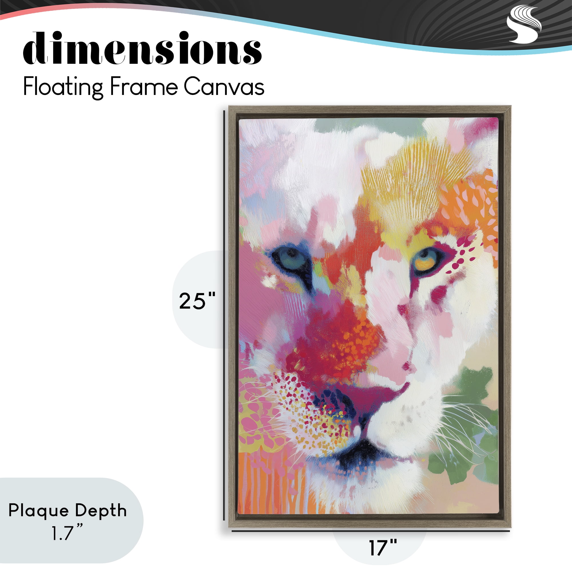 Stupell Industries Lion Eyes with Intense Gaze Brown Framed Floater Canvas Wall Art, design by Chromatic Storm Studio