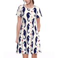 thumbnail image 1 of Easygdp Seahorses and Hearts para Vestido Transpirable de Mujer, Vestido Suelto de Manga Corta con Pliegues y Bolsillos para el Verano, 1 of 6