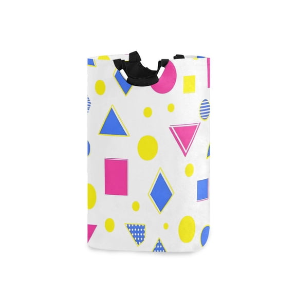 Yayeee Freestanding Laundry Hamper with Handle Collapsible Large Storage Basket for Clothes, Yellow Retro Round