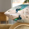 thumbnail image 4 of Set of 4 Pcs Peacock Print Cushion Cover Sturdy Linen Throw Pillows for Couch Set of 4 Peacock Covers 18"x18" Decorative Outdoor Square Pillow Cases for Patio Playroom Porch Home Sofa Décor, 4 of 4