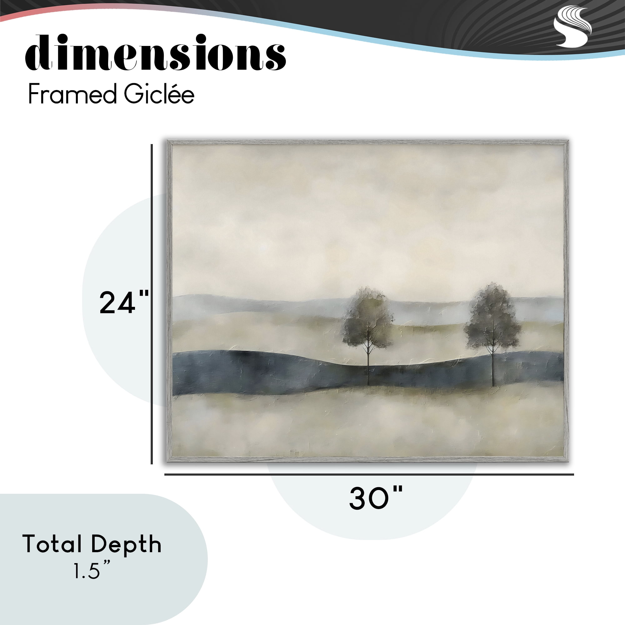 Stupell Industries Muted Horizon with Trees Gray Framed Giclee Art, design by Riley B