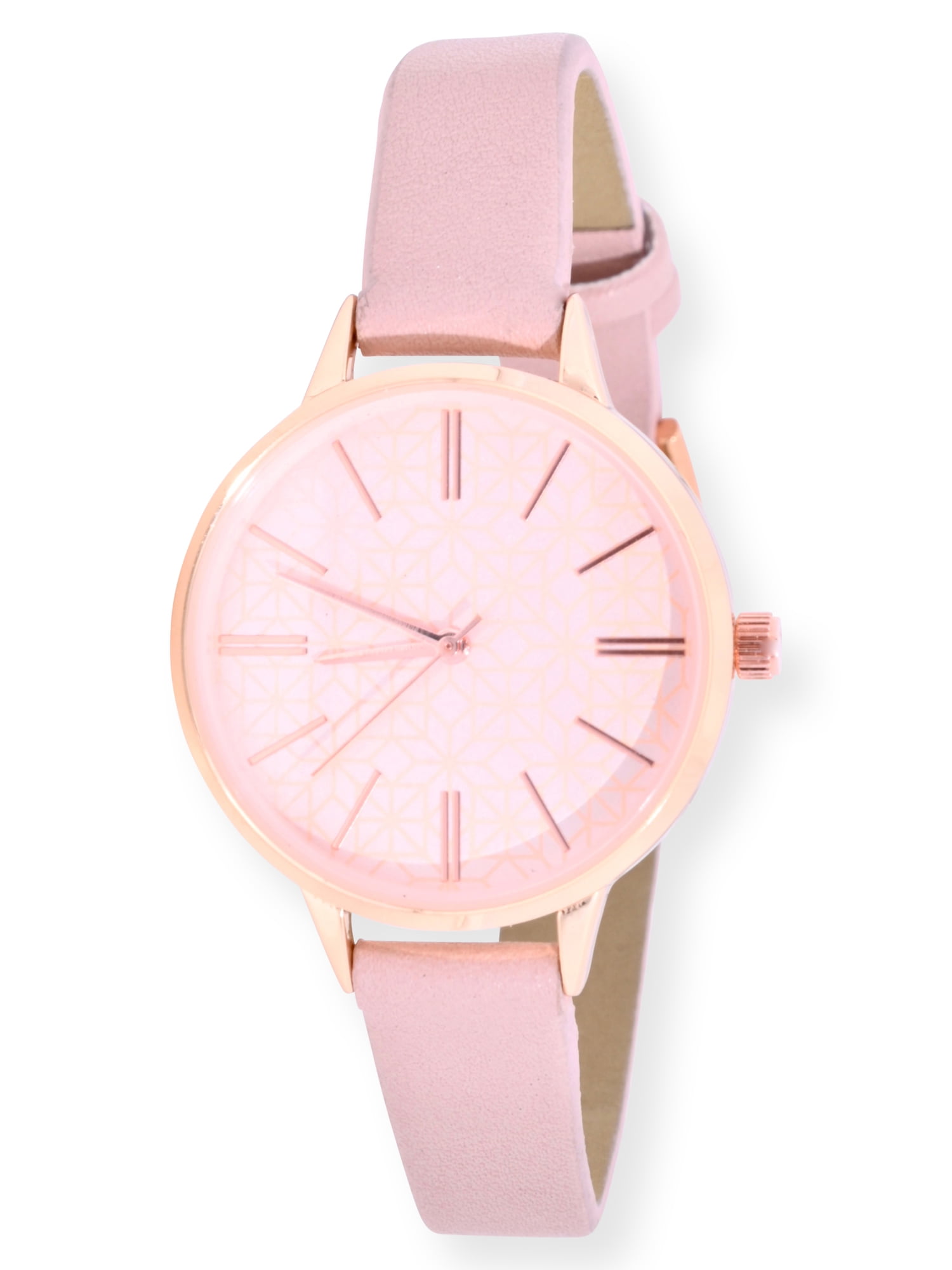 Time and Tru Women's Rose Gold Tone Etched Dial Watch