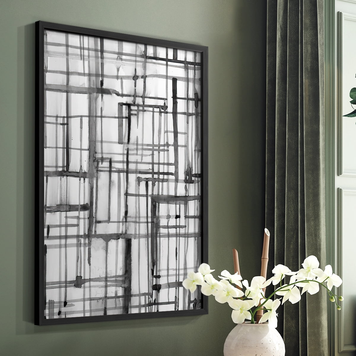 Line Meditation II in Black Solid Wood 8 x 10 Framed Print