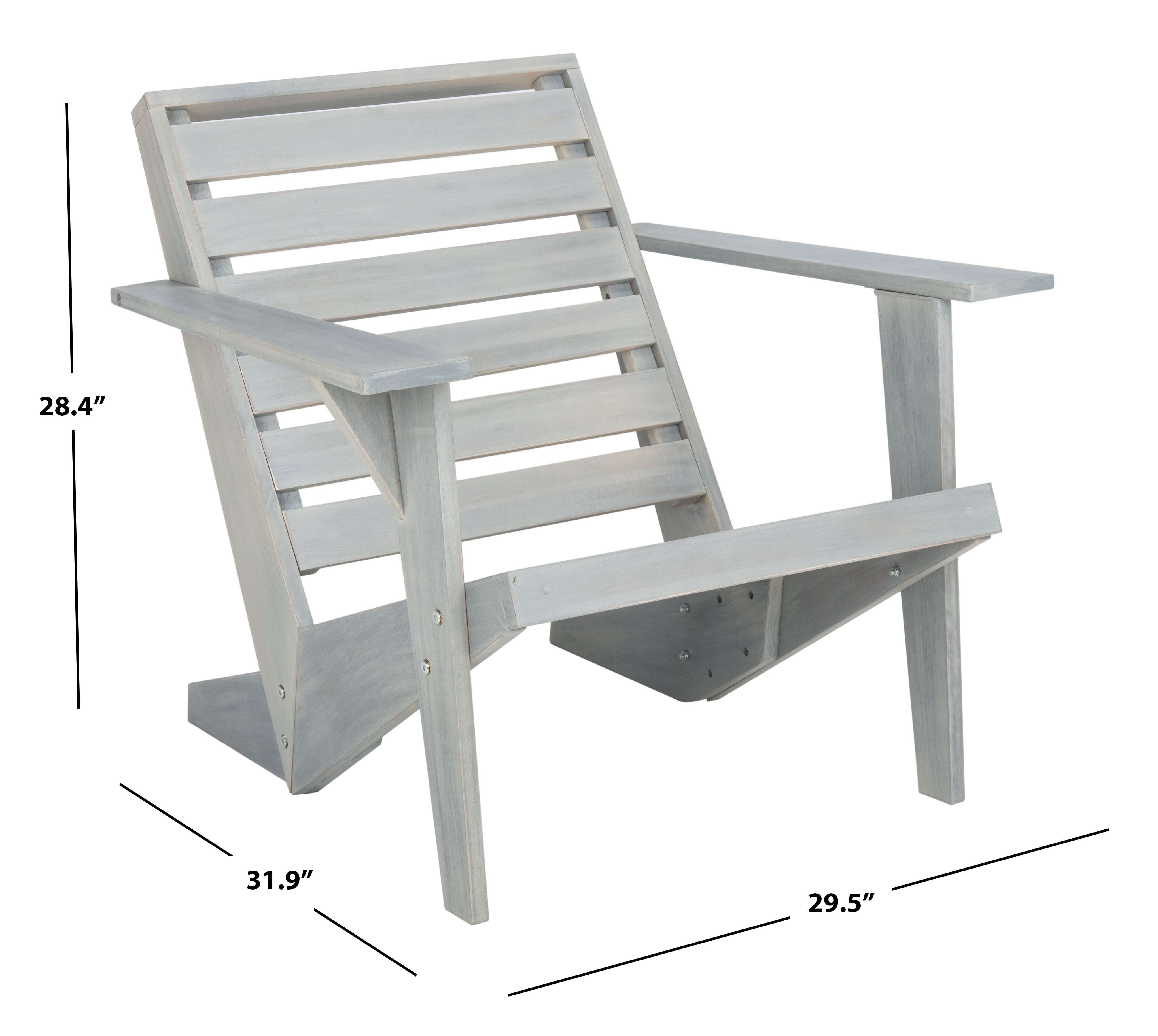 SAFAVIEH Lanty Transitional Outdoor Patio Adirondack Chair, Ash Grey