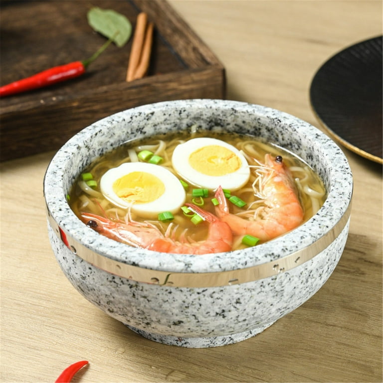 MOQIN Stone Bowl 36oz, Bimbap Bowls Stone Bowl With Wood