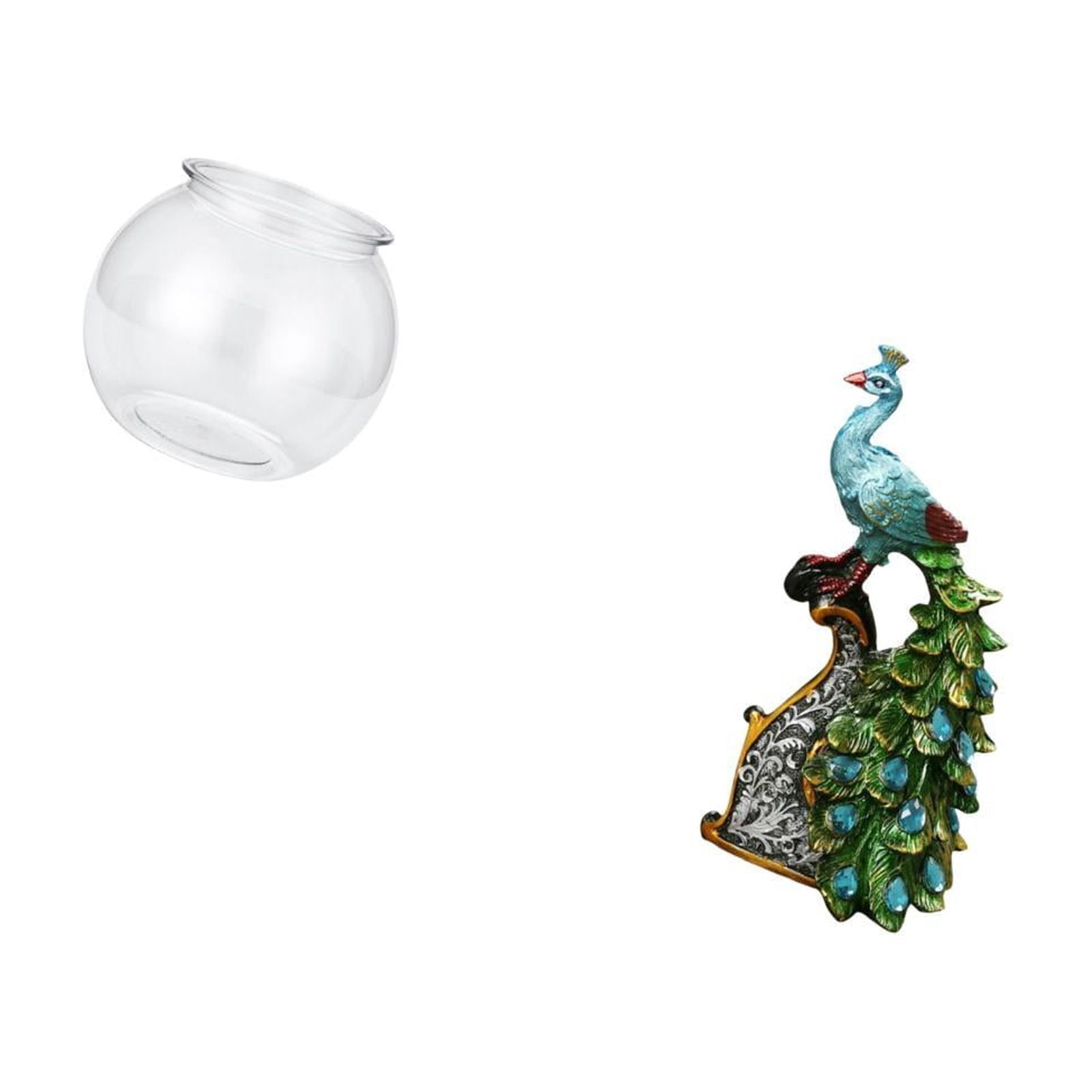 CarpNettore Elegant Transparent Peacock Fish Tank Vase Ornament for Office Table Home Bedroom Living Room Bookshelf Decoration Collection
