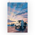 thumbnail image 2 of Cape Cod, Massachusetts, Lithograph, Surfers on Beach (16x24 Giclee Gallery Art Print, Vivid Textured Wall Decor), 2 of 3