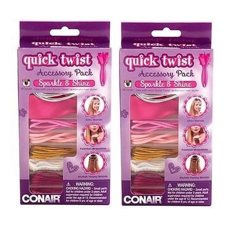 2x Conair Quick Twist Hair Braider Accessory Kit Sparkle And Shine