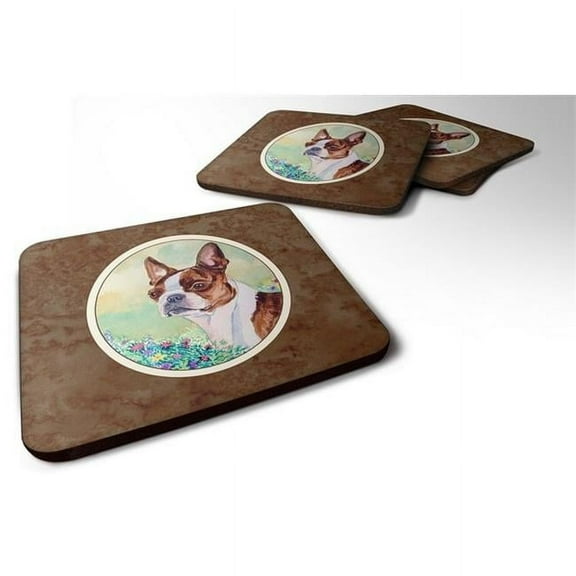 Red & White Boston Terrier Foam Coaster, Set of 4