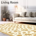 thumbnail image 2 of Flatwoven High Traffic Area Rug, Damask with Abstract Floral Motifs, Non Slip, Stain Resistant, Washable Area Rugs for Living Room, Bedroom(Beige, 6X9), 2 of 8