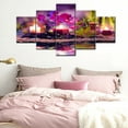 thumbnail image 3 of TISHIRON 5PCS Framed Canvas Wall Art Set,60"x32" Violet and Warm Candles Canvas Art Decor, 3 of 7