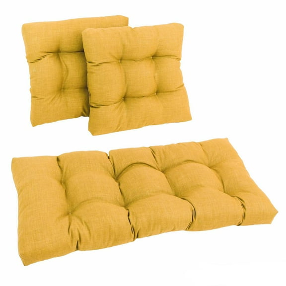 Blazing Needles Square Spun Polyester Outdoor Tufted Settee Cushions (Set of 3)