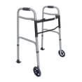 thumbnail image 1 of Andador plegable Dr. Aid Premium de 2 botones con ruedas, con ruedas delanteras rodantes, ligero para personas mayores, estructura de aluminio resistente, altura ajustable, soporta hasta 181 kg, color, 1 of 5