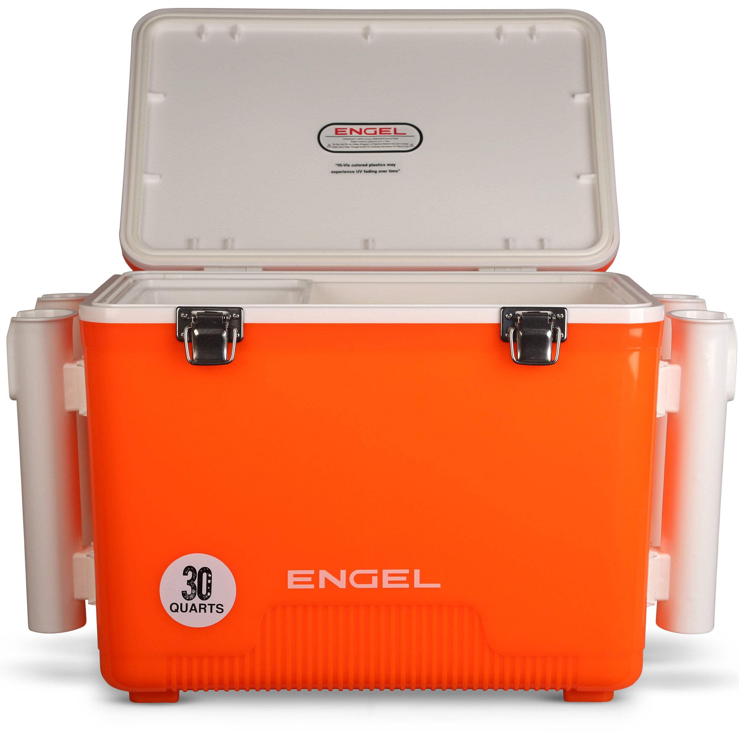 ENGEL 30 Qt Leak-Proof Insulated Drybox Cooler with 4 Rod Holders - Tan
