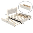 thumbnail image 3 of Queen Upholstered Platform Bed with Twin Size Trundle and Two Drawers, Beige, 3 of 13