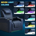 thumbnail image 3 of Weilianda Chic Recliner Chair Electricity Recliner Power Recliner Chair Top Grain Leather Movie Chair Gaming Sofa with Tray Table USB Charging Cup Holders,Row of 3 Blue, 3 of 5